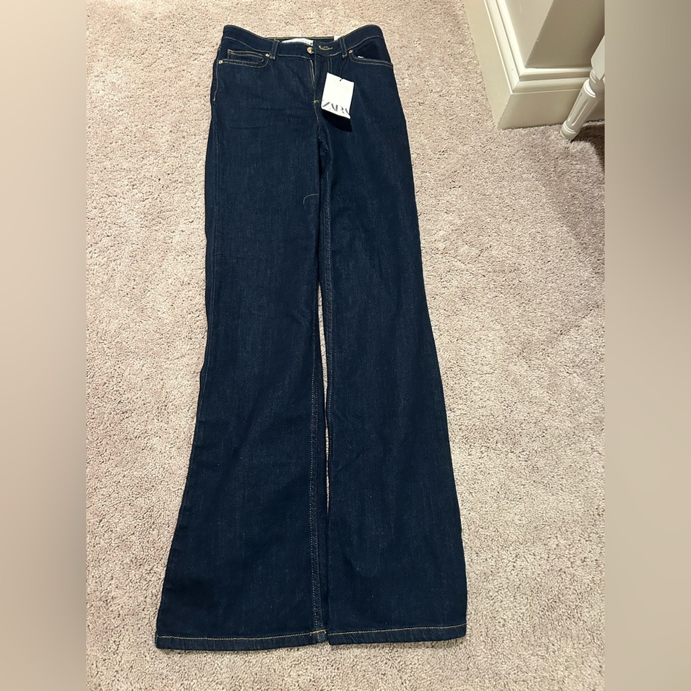 Zara Women's Deep Indigo Flare Jeans